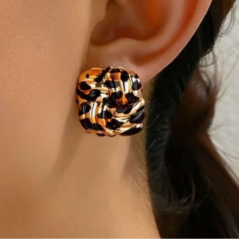 Leopard Print Knot Earrings